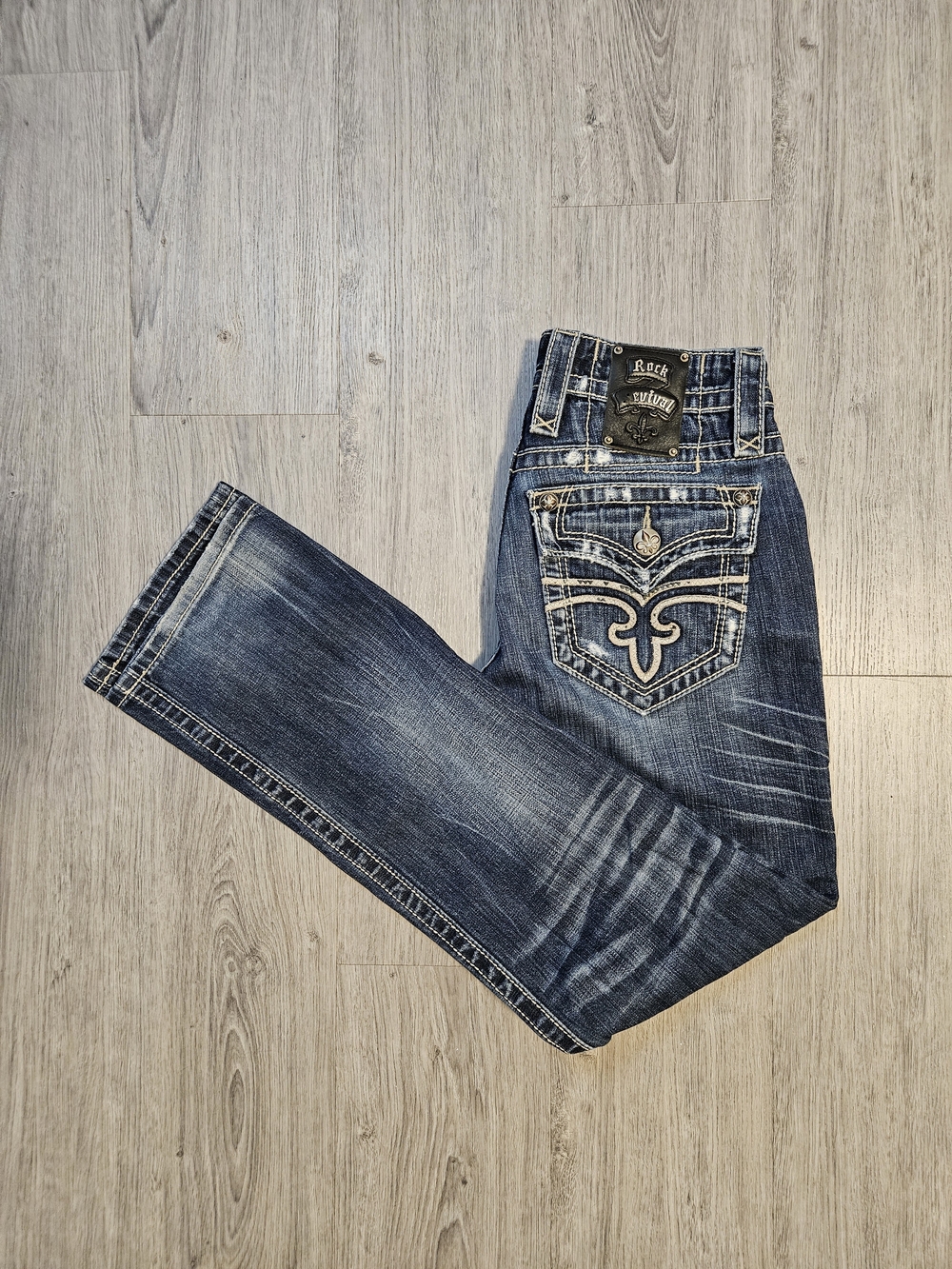 Rock Revival 30w Men's Anthony Bootcut Jeans with Embroidered Back Pockets